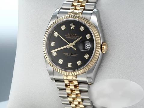  Rolex Datejust 36 36mm 116233 2013 Diamanten Stahl Gelbgold 750 Automatik Stainless Steel 18kt Yellow Gold Jubilé-band Chronometer Oyster Black Dial 
