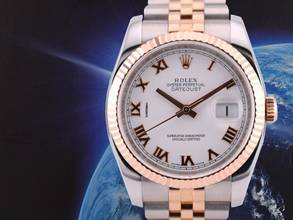 Rolex Datejust 36 36mm Stainless Steel-Rose Gold White Roman Full Set 2014