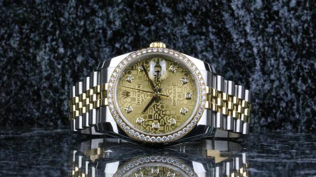  Rolex Datejust 36 Steel Gold RBR Jubilee Champagne Diamond - Fullset 2012 