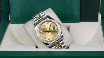Thumbnail von Rolex Datejust 36 Steel Gold RBR Jubilee Champagne Diamond - Fullset 2010