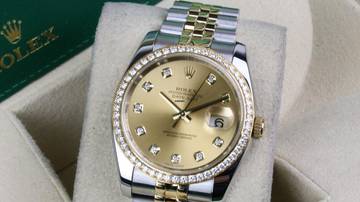 Thumbnail von Rolex Datejust 36 Steel Gold RBR Jubilee Champagne Diamond - Fullset 2010