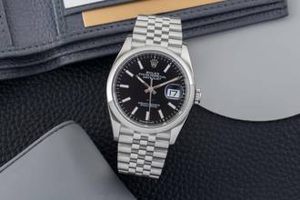 Thumbnail von Rolex Datejust 36 Black Dial Stahl Automatik Herrenuhr Ref 126200 B&P 2020 LC100