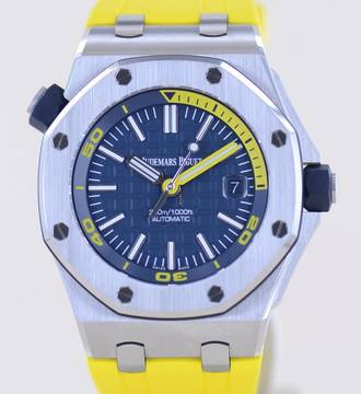 Audemars Piguet Royal Oak Offshore Diver Blue Dial Yellos Rubber Summer B+P 