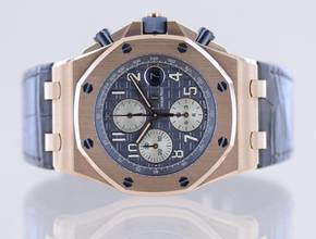 Thumbnail von Audemars Piguet Royal Oak Offshore Chronograph Grey Dial 18K Roségold Automatic Glasboden B+P