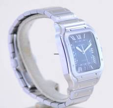 Thumbnail von Cartier Santos de Cartier Roman blue Dial Date Stahl Automatik Klassiker B+P