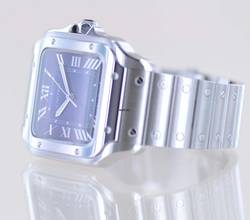 Thumbnail von Cartier Santos de Cartier Roman blue Dial Date Stahl Automatik Klassiker B+P