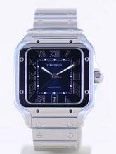 Thumbnail von Cartier Santos de Cartier Roman blue Dial Date Stahl Automatik Klassiker B+P