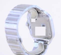 Thumbnail von Cartier Santos de Cartier Roman blue Dial Date Stahl Automatik Klassiker B+P