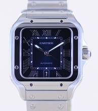 Thumbnail von Cartier Santos de Cartier Roman blue Dial Date Stahl Automatik Klassiker B+P