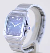 Thumbnail von Cartier Santos de Cartier Roman blue Dial Date Stahl Automatik Klassiker B+P