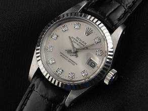Thumbnail von Rolex Lady-Datejust Diamanten Ref.6917 1982 Box&Beschreibung sehr gut Vintage Datejust Lady 18kt Weißgold Diamanten open 6/9