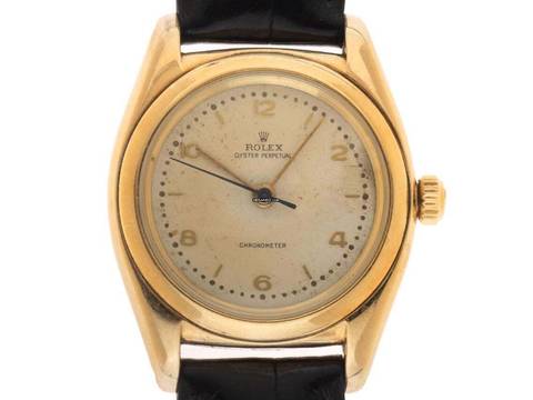  Rolex Oyster Perpetual Bubble Back Ref.3131 1946 original Box sehr gut Vintage Oyster Perpetual Bubble Back Chronometer 14kt Gelbgold 