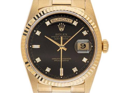  Rolex Day-Date 36 Ref.18238 1990 Full Set wie Neu Vintage Day-Date 18kt Gelbgold Diamanten 123g 