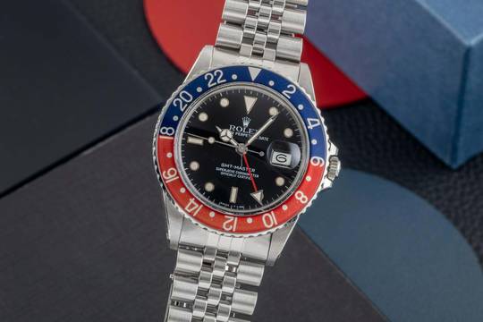  Rolex GMT-Master Pepsi Stahl Automatik Herrenuhr Ref. 16750 Vintage Klassiker 