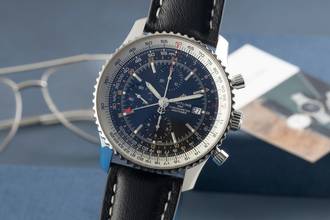  Breitling Navitimer World GMT Chronograph Edelstahl Automatik Ref. A24322 