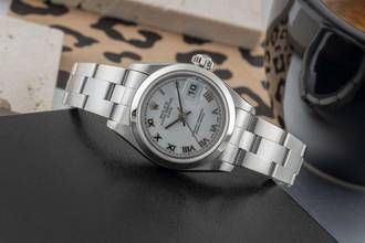 Thumbnail von Rolex Oyster Perpetual Lady Date Datejust 26 White Roman Dial Stahl Automatik Damenuhr Ref. 79160
