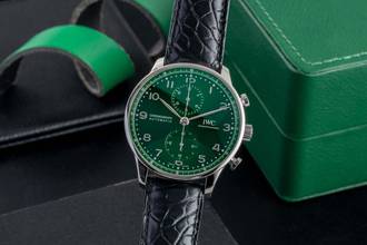 Thumbnail von IWC Portugieser Chronograph Green Dial Stahl Automatik Herrenuhr IW371615