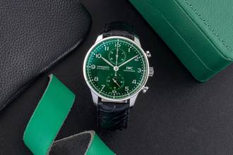 Thumbnail von IWC Portugieser Chronograph Green Dial Stahl Automatik Herrenuhr IW371615