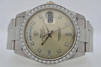  Rolex Day-Date Oyster Perpetual Day Date 36 18k White Gold Weißgold Diamond Dial Bezel 18349 