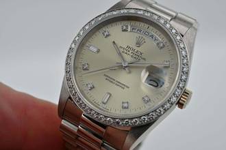 Thumbnail von Rolex Day-Date Oyster Perpetual Day Date 36 18k White Gold Weißgold Diamond Dial Bezel 18349