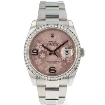 Rolex Datejust 36 Diamond Bezel Pink Flower Dial 