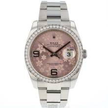  Rolex Datejust 36 Diamond Bezel Pink Flower Dial 