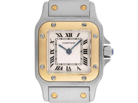  Cartier Santos Galbée Lady PM kleines Modell Ref.0902 1994 Box&Beschreibung sehr gut Vintage Santos Galbee Lady PM kleines Modell 
