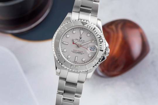  Rolex Yacht-Master 35 Oyster Stahl / Platin Medium Size Ref. 168622 