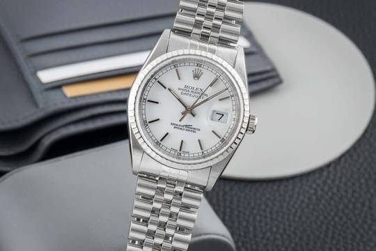  Rolex Datejust 36 White Dial Edelstahl Automatik Herrenuhr Ref. 16220 Y-Serie 