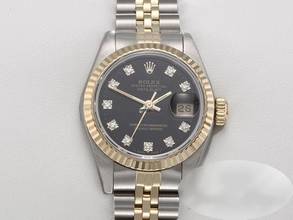  Rolex Lady-Datejust Edelstahl Gelbgold 750 Diamanten Automatik 18kt Yellow Gold Stahl Stainless Steel Jubilé-band Chronometer Oyster Black Dial 