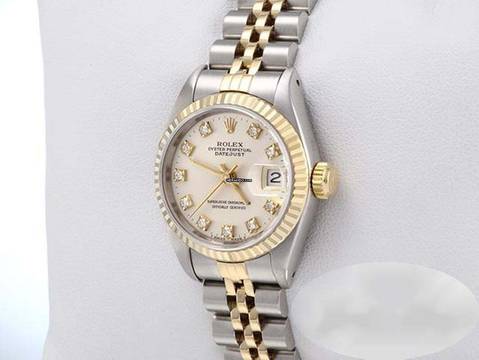  Rolex Lady-Datejust Edelstahl Gelbgold 750 Diamanten Automatik Gold Stahl Damen Stainless Steel 18kt Yellow Gold Jubilé-band Chronometer Oyster 