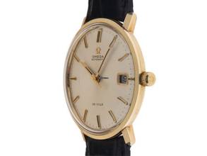 Thumbnail von Omega De Ville Ref.196.750 1972 original Box Original Vintage Unpoliert De Ville Automatic 14kt Gelbgold Krokoleder