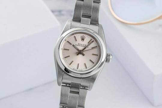  Rolex Oyster Perpetual Silver Dial Edelstahl Automatik Damen Ref. 76080 Y-Serie 