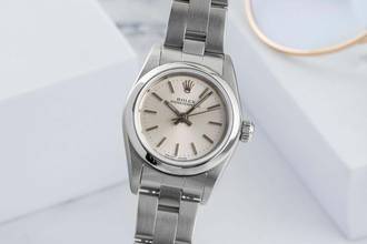  Rolex Oyster Perpetual Silver Dial Edelstahl Automatik Damen Ref. 76080 Y-Serie 
