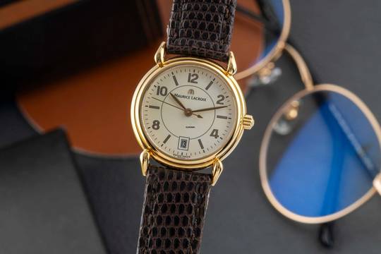  Maurice Lacroix vergoldet Quarz Damenuhr Ref. 89809 Box 