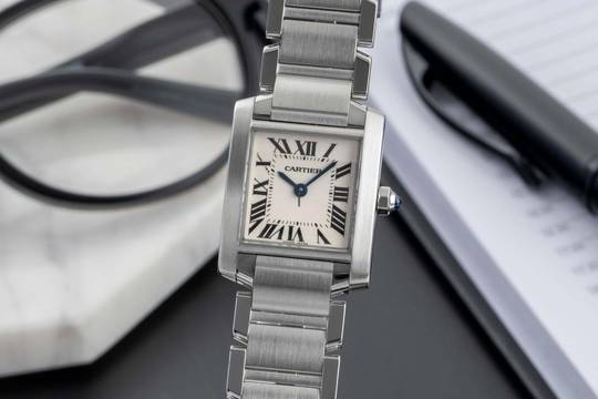  Cartier Tank Française Lady Stahl Damenuhr Ref. W51008Q3 