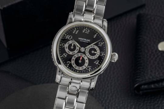  Montblanc Sport Meisterstück Dual Time Automatik Edelstahl Herrenuhr Ref. 7018 