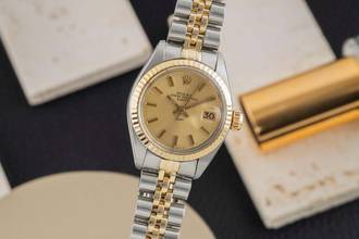 Thumbnail von Rolex Oyster Perpetual Lady Date Stahl / Gold Automatik Damenuhr Ref. 6917 Vintage