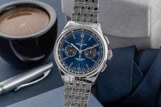 Breitling Premier B01 Chronograph Blue Automatic Men's Watch Ref AB0118A61C1A1 B&P