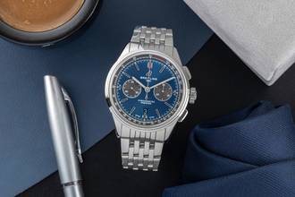 Thumbnail von Breitling Premier B01 Chronograph Blue Automatic Men's Watch Ref AB0118A61C1A1 B&P
