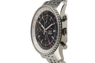 Thumbnail von Breitling Navitimer World GMT Chronograph stainless steel automatic Ref. A24322 B&P