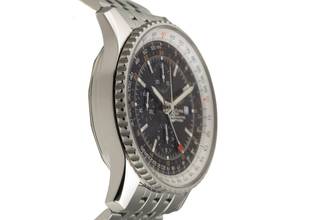 Thumbnail von Breitling Navitimer World GMT Chronograph stainless steel automatic Ref. A24322 B&P