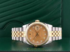 Thumbnail von Rolex Datejust 36 116233 36mm 2014 Gold Dial With Big Diamonds - Full Set