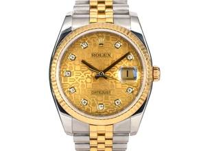 Thumbnail von Rolex Datejust 36 116233 36mm 2014 Gold Dial With Big Diamonds - Full Set