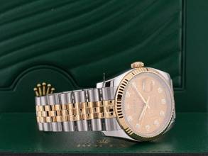 Thumbnail von Rolex Datejust 36 116233 36mm 2014 Gold Dial With Big Diamonds - Full Set