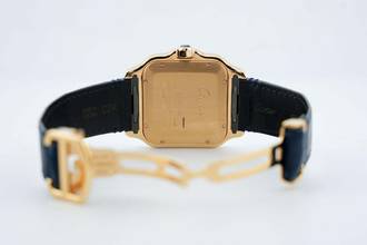 Thumbnail von Cartier Santos Large - White Dial - Rose Gold - Additional Blue Leather Strap - Additional Rose Gold Clasp - WGSA0031