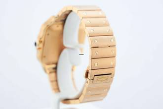 Thumbnail von Cartier Santos Large - White Dial - Rose Gold - Additional Blue Leather Strap - Additional Rose Gold Clasp - WGSA0031