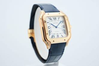 Thumbnail von Cartier Santos Large - White Dial - Rose Gold - Additional Blue Leather Strap - WGSA0011