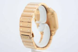 Thumbnail von Cartier Santos Large - White Dial - Rose Gold - Additional Blue Leather Strap - WGSA0011