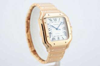 Thumbnail von Cartier Santos Large - White Dial - Rose Gold - Additional Blue Leather Strap - WGSA0011